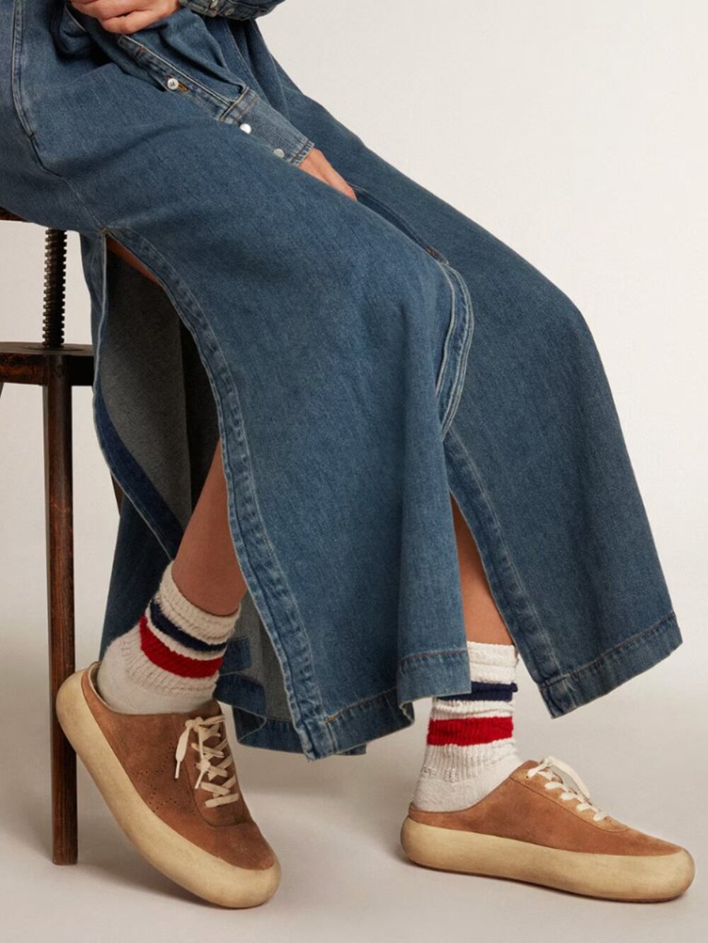 Golden Goose Space Star Sabot in tobacco-colored suede w/ perforated star Sz 39 - Picture 7 of 10